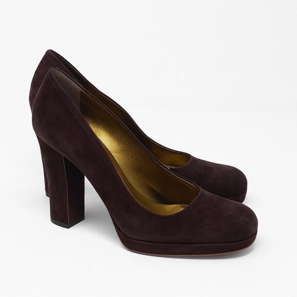 MIU MIU Chocolate Brown Suede Pumps Heels - Picture 4 of 11